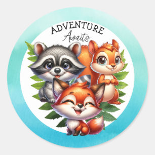 Sticker Rond Aventure Attend   Baby shower des créations forest