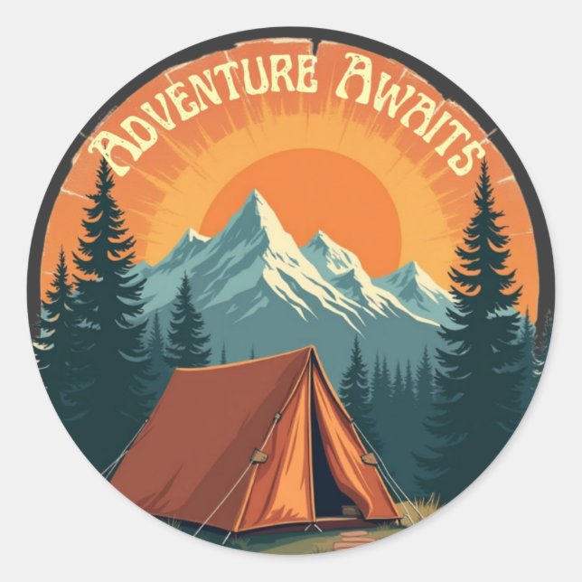 Sticker Rond Aventure Attend - Dans le Far (Devant)