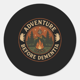 Sticker Rond Aventure avant le camping pour la démence