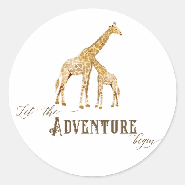Sticker Rond Aventure Baby Boy Douche Aquarelle Giraffe Thème (Devant)