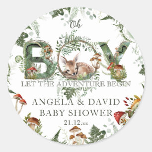 Sticker Rond Aventure Bois Champignon Fern Baby Boy Douche