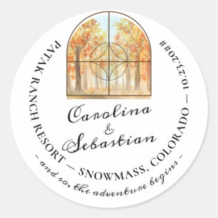 Sticker Rond Aventure Commencer Rocky Mountain Destination Mari