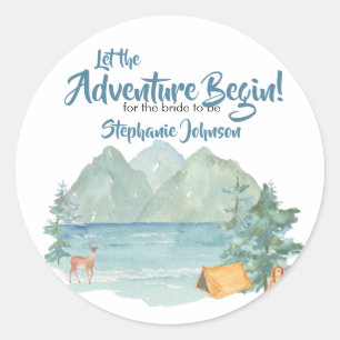 Sticker Rond Aventure de montagnes rustiques pour la douche de 