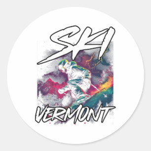 Sticker Rond Aventure de ski alpin Vermont Ski alpin Vermo