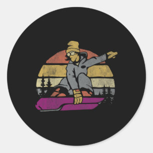 Sticker Rond Aventure de snowboard dynamique