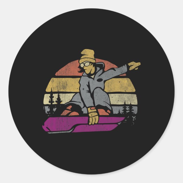 Sticker Rond Aventure de snowboard dynamique (Devant)