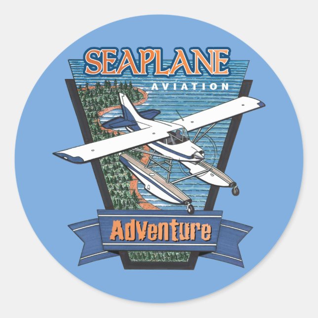 Sticker Rond Aventure hydravion (Devant)