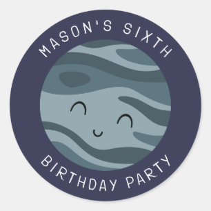Sticker Rond Aventure spatiale Anniversaire Enfants Joyeux Plan