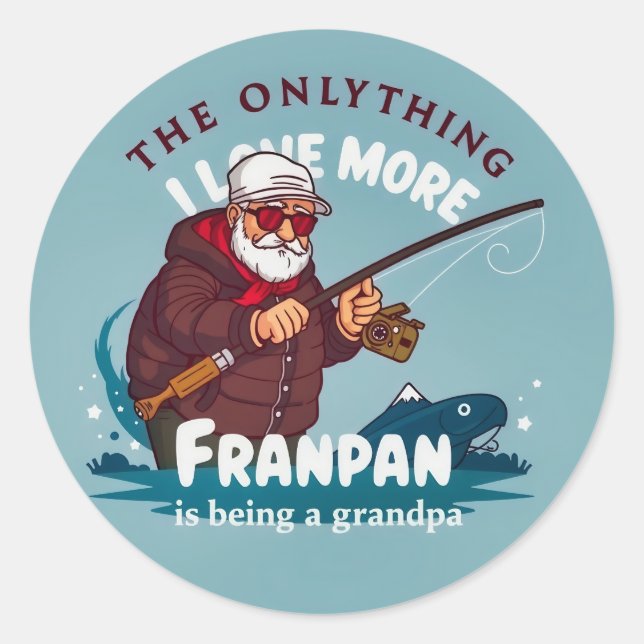 Sticker Rond Aventures de pêche avec grand-père (Devant)