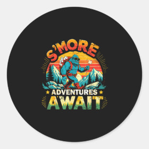 Sticker Rond aventures Smor attendent bigfoot drôle camping