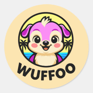 Sticker Rond Aventures Wuffoo animation de chiot kawaii mignon