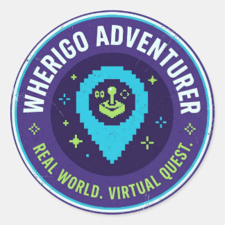 Sticker Rond Aventurier Wherigo Rétro Gaming 8-Bit Geocaching P