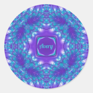 Sticker Rond AVERT ~ WOW JOLIE 3D! Aqua, Purple et White ~