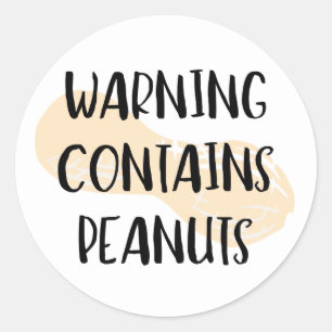 Sticker Rond Avertissement Contient des arachides Allergène Éti