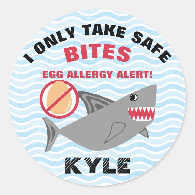 Sticker Rond Avertissement d'alerte d'allergie aux oeufs de req (Devant)