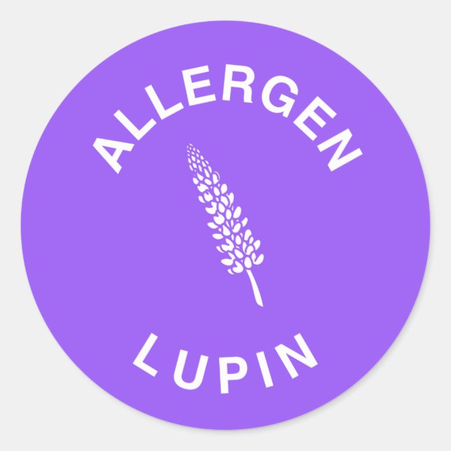 Sticker Rond Avertissement d'allergène de Lupin (Devant)