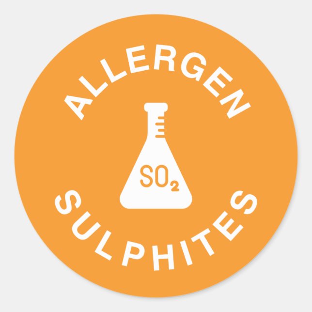 Sticker Rond Avertissement d'allergène Sulfites (Devant)