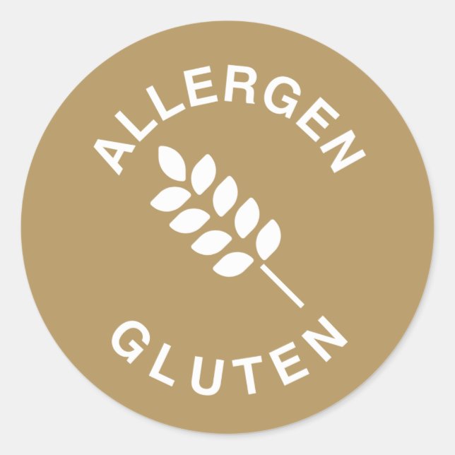 Sticker Rond Avertissement d'allergie au gluten (Devant)