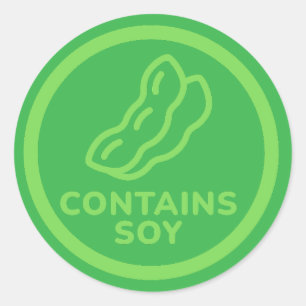 Sticker Rond Avertissement d'allergie au soja dans les aliments