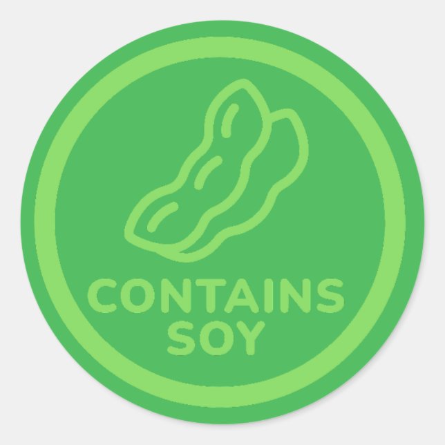 Sticker Rond Avertissement d'allergie au soja dans les aliments (Devant)