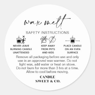 Sticker Rond Avertissement de fusion de cire   Instructions pou