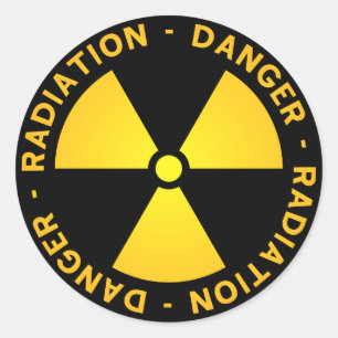 Sticker Rond Avertissement de rayonnement jaune