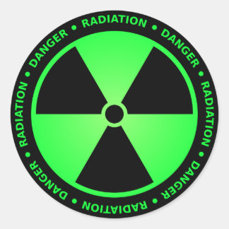 Sticker Rond Avertissement de rayonnement vert