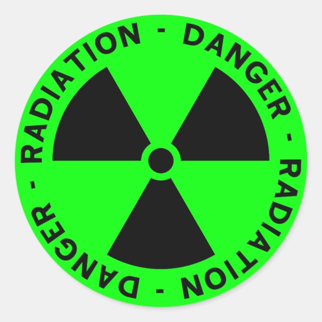 Sticker Rond Avertissement de rayonnement vert (Devant)