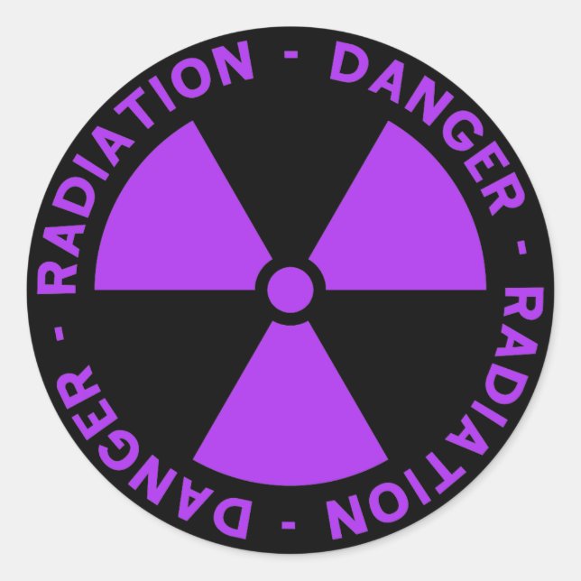 Sticker Rond Avertissement de rayonnement violet (Devant)