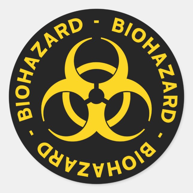 Sticker Rond Avertissement de risque biologique (Devant)
