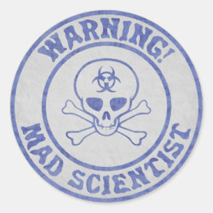 Sticker Rond Avertissement de scientifique