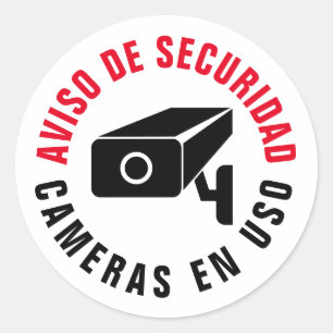 Sticker Rond Avertissement de sécurité de la caméra de langue e
