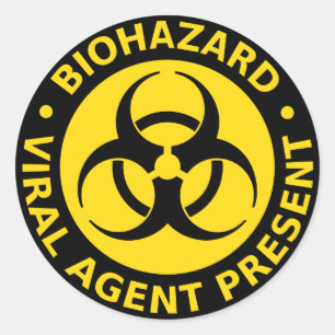 Sticker Rond Avertissement de virus biodangereux
