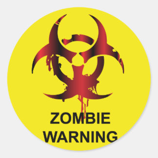 Sticker Rond Avertissement de zombie