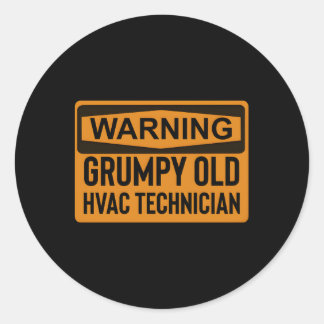 Sticker Rond Avertissement Grumpy Old Hvac Technicien
