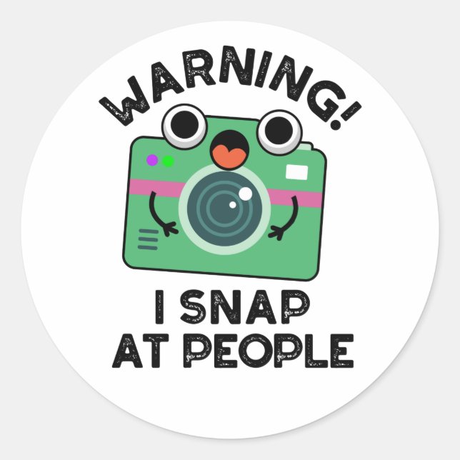 Sticker Rond Avertissement Je Shap Sur Les Gens Drôle Caméra Pu (Devant)