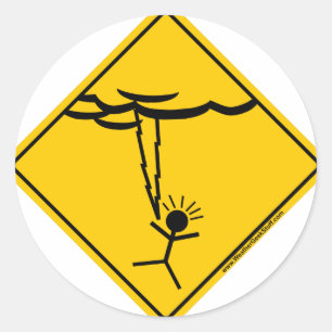 Sticker Rond Avertissement météo éclair Marchandises et vêtemen