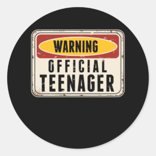 Sticker Rond Avertissement Officiel Jeune Garçons Filles 13e an