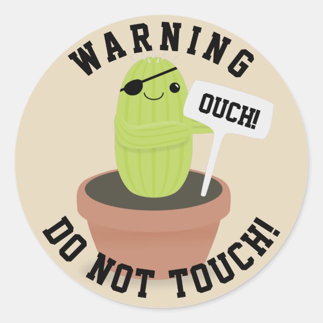 Sticker Rond Avertissement pour le plante de cactus (Devant)