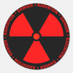 Sticker Rond Avertissement rouge de rayonnement