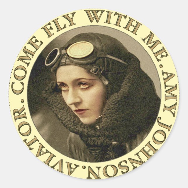 Sticker Rond Aviateur de femme rétro (Devant)