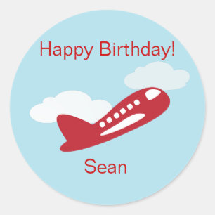 Sticker Rond Avion Anniversaire Cupcake Toppers/Stickers