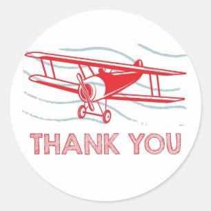 Sticker Rond Avion Anniversaire Merci