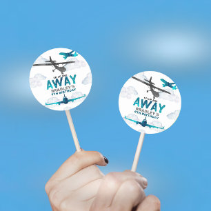 Sticker Rond Avion Aviation Tout âge Anniversaire Partie