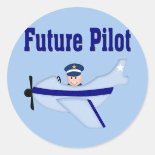 Sticker Rond Avion bleu, futur pilote