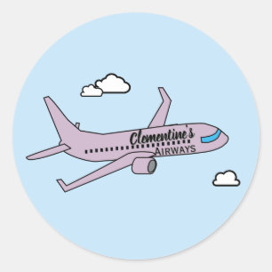 Sticker Rond Avion personnalisable 