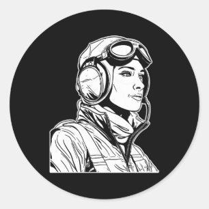 Sticker Rond Avion Pilote Aéronefs Avion Volant Aviato Volant A