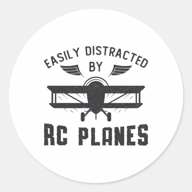 Sticker Rond Avion RC Plane Facilement Distrait Par Avion RC Pl (Devant)