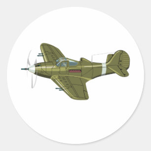 Sticker Rond Avion rétro de dessin
