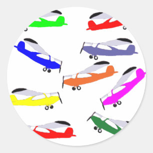 Sticker Rond Avions Arc-en-Ciel